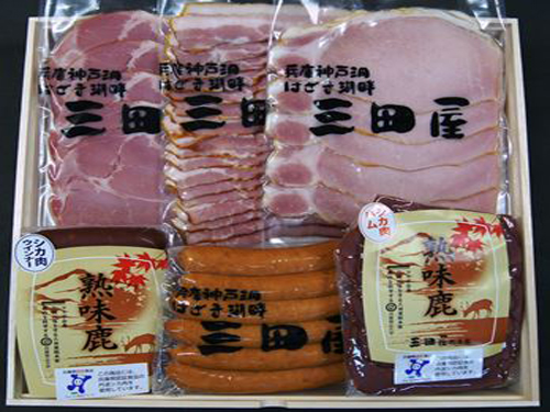 丹波の森のギフトセット(丹波熟味鹿ハムスライス80g・ウィンナー80g・三田屋スモークロースハム70g・スモーク肩ロースハム70g・スモークベーコン90g・スモークウィンナー120g)